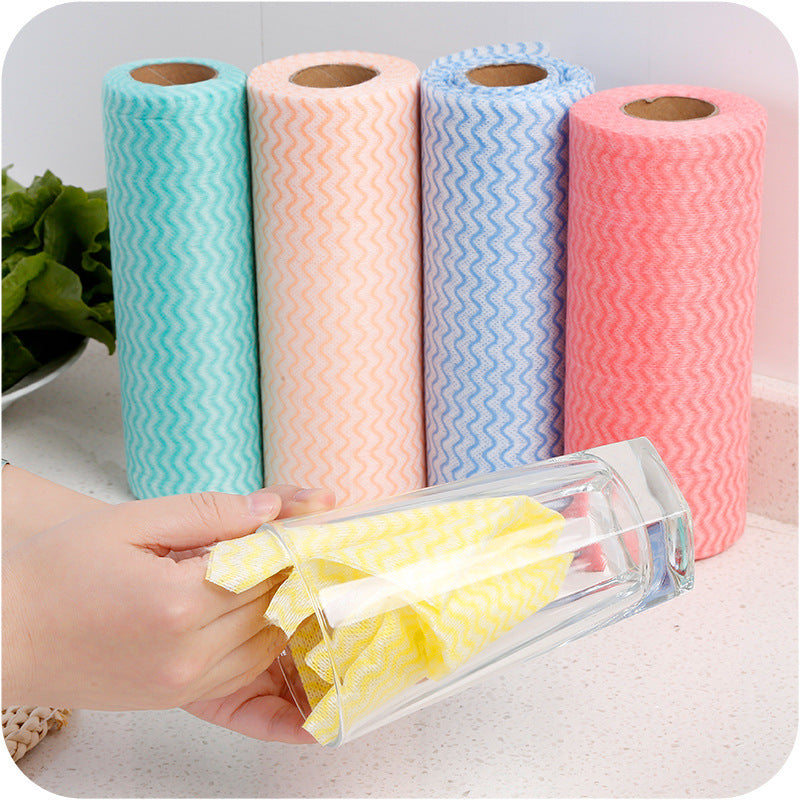 Disposable Kitchen Towel Paper Roll Reusable Cleaning Cloth Wet/Dry