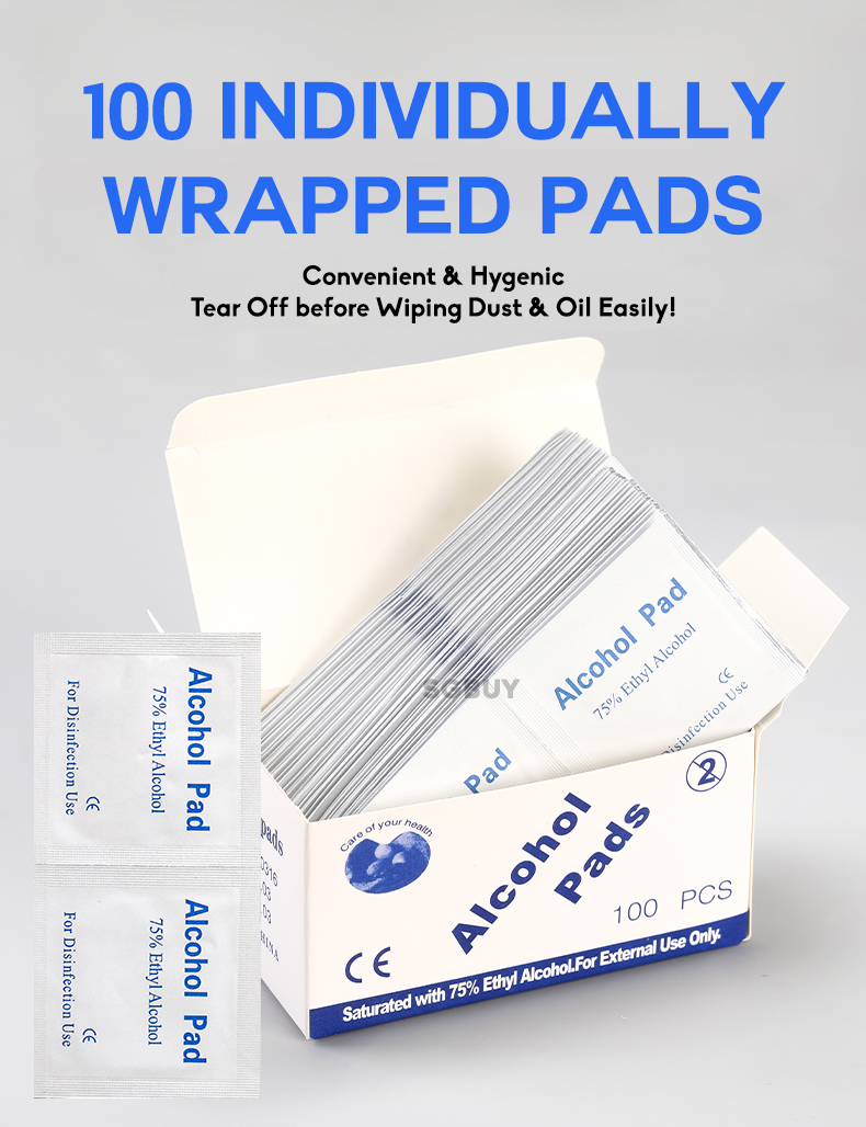 100 Pc Alcohol Wet Wipe Disposable Disinfection Pad