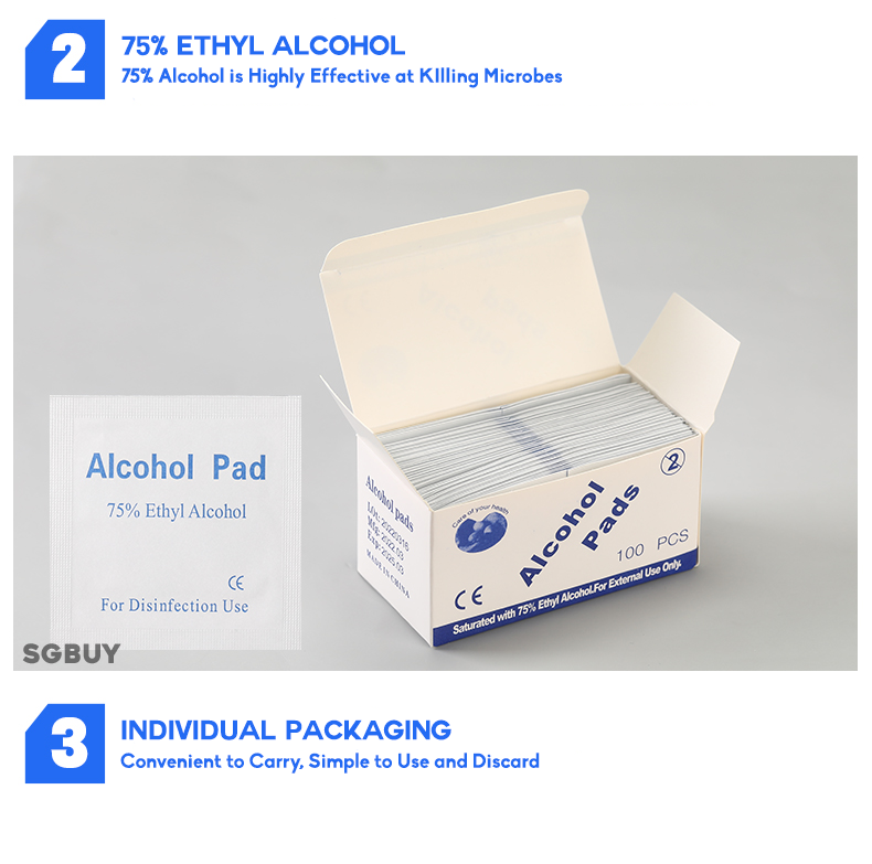 100 Pc Alcohol Wet Wipe Disposable Disinfection Pad