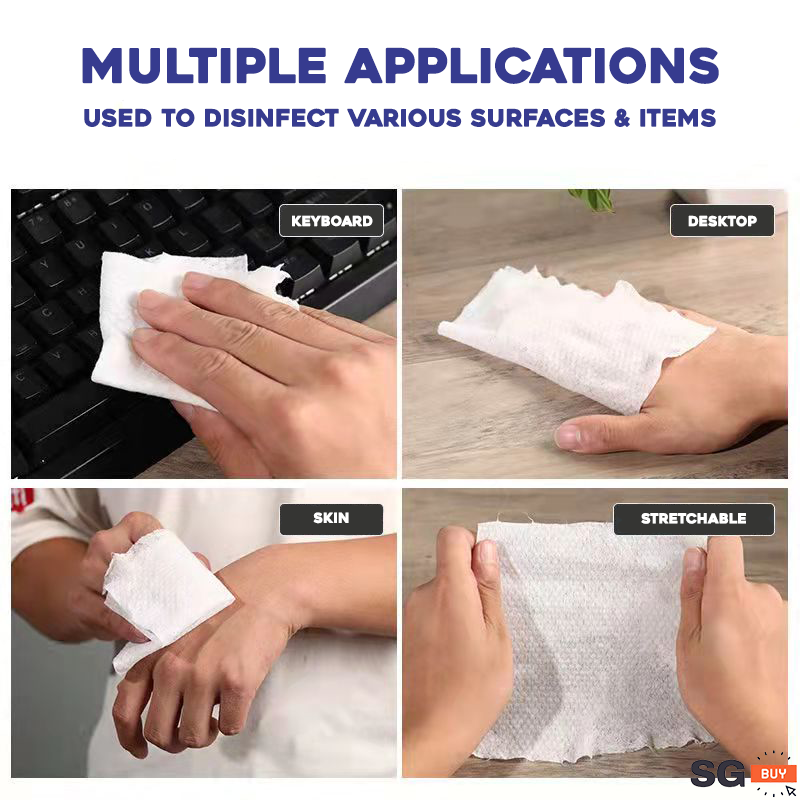 100 Pcs 75% Alcohol Wet Wipe Tub Disposable