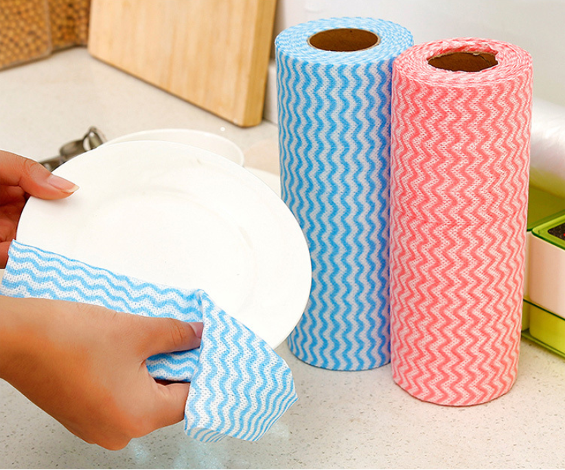 Disposable Kitchen Towel Paper Roll Reusable Cleaning Cloth Wet/Dry
