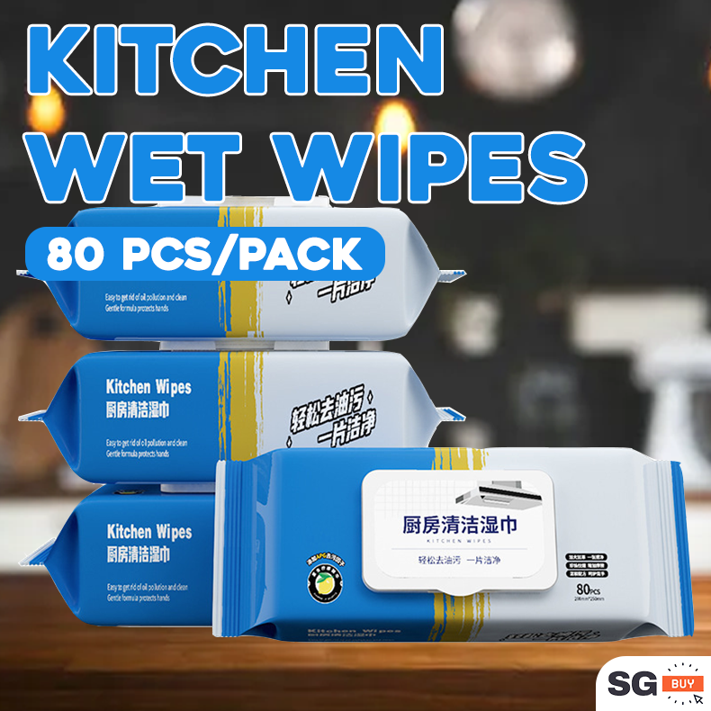 EXTRA LARGE 80 Pc Disposable Kitchen Wet Wipes Paper Tissue Extra Large Thickened Degreaser Wipe Oil and Grease