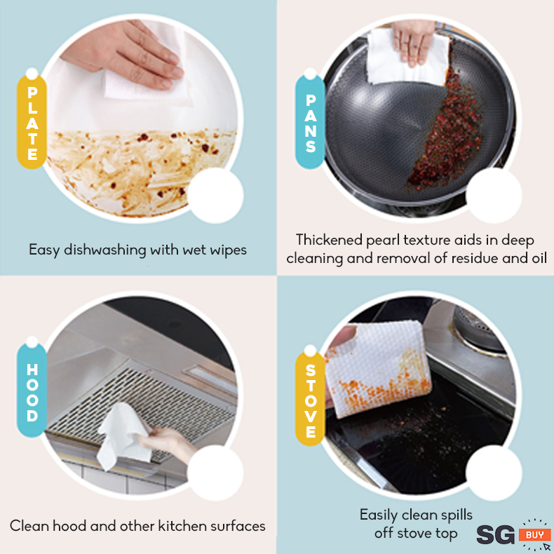 EXTRA LARGE 80 Pc Disposable Kitchen Wet Wipes Paper Tissue Extra Large Thickened Degreaser Wipe Oil and Grease - Image 4